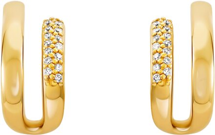 'Emily' Dames 925 Sterling Zilveren Set: Oorbellen + Ring - Gouden SET-7581/G - L