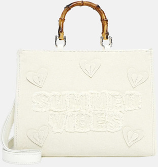 Emily & Noah Joelle summer vibes handtas canvas bambo ecru