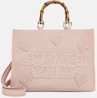 Emily & Noah Joelle summer vibes handtas canvas bambo light rose Roze