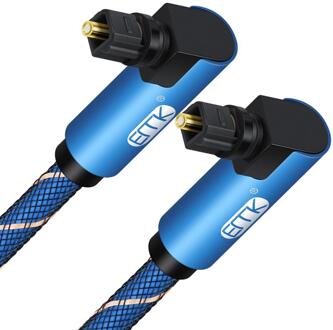 Emk Dual 90 Graden Haakse Optische Audio Toslink Kabel Nylon Gevlochten Digital Audio Glasvezelkabel Voor Soundbar tv 1m