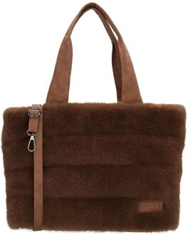 Emma Shopper mid brown schoudertas dames Bruin - H 28 x B 41 x D 15 cm