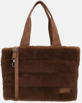 Emma Shopper mid brown schoudertas dames Bruin - H 28 x B 41 x D 15 cm
