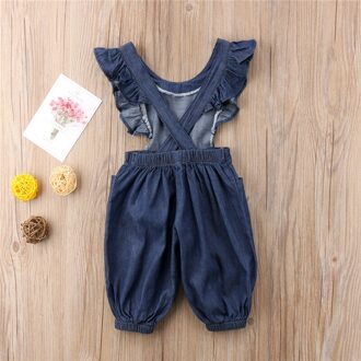 Emmababy 1-6Y Kinderen Baby Jongen Meisje Denim Ruches Romper meisjes mouwloze Zomer solid Rompertjes Jumpsuit Outfits kleding 5T