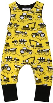 Emmababy Romper Top Baby Boy Kids Pasgeboren Baby Mouwloze Romper Jumpsuit Cartoon Katoenen Kleding Outfits geel / 12m
