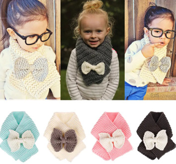 Emmababy Toddler Baby Girls Kids Warm Winter Scarf Cotton Solid Bowknot Lovely Sweet Baby Girls Knit Scarf Gifts 4 Colors