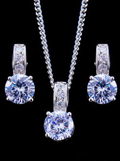 Emmaya Bridal Sieraden Sets Vrouwelijke Sieraden Met Zirkoon Set Oorbellen Hanger Kettingen Party voor Vrouw