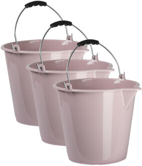 Emmer - 3x stuks - oud roze - 9 liter - schoonmaak emmer - met schenktuit