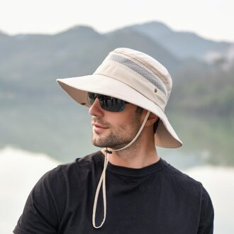 Emmer Hoed Man Anti-Uv Zonwering Winddicht Outdoor Zomer Hoeden Panama Mannen Vissen Jungle Hoed Sombrero Cubo c Beige