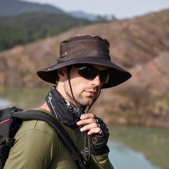 Emmer Hoed Man Anti-Uv Zonwering Winddicht Outdoor Zomer Hoeden Panama Mannen Vissen Jungle Hoed Sombrero Cubo c koffie