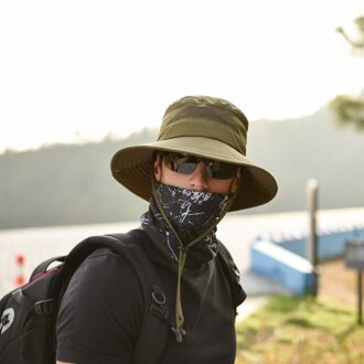 Emmer Hoed Man Anti-Uv Zonwering Winddicht Outdoor Zomer Hoeden Panama Mannen Vissen Jungle Hoed Sombrero Cubo c leger groen