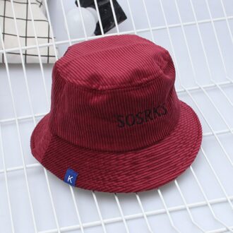 Emmer Hoeden Vrouwen Lente Solid Corduroy Brief Geborduurde Eenvoudige Visser Hoed Koreaanse Stijl Harajuku All-Match Mooie Womens 375 rood