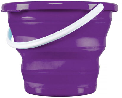 Emmer opvouwbaar - 10 Liter - paars - kunststof en rubber - Camping emmer