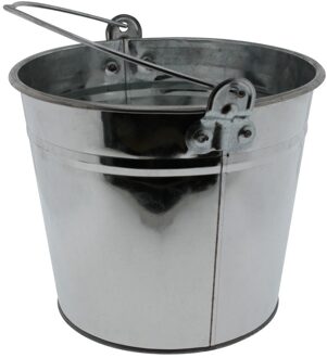 Emmer van zink - 5 liter - zilverkleurig - 16 x 21 cm - plantenpot