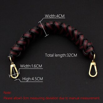 Emmer Zak Dikke Polsband Weave Handtas Riem Schouder Verwijderbare Tas Accessoires Weave Korte Tas Riem wijn rood 4CM