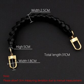 Emmer Zak Dikke Polsband Weave Handtas Riem Schouder Verwijderbare Tas Accessoires Weave Korte Tas Riem zwart 2.5CM