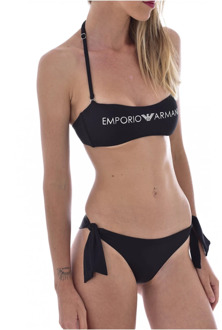 Emporio Armani 2-Kamer Bikini, Zwart Getint, Jersey 2-Delig Set Emporio Armani , Black , Dames - XS