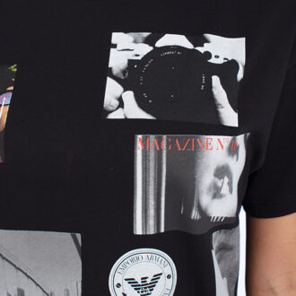 Emporio Armani 8N2T9G Vrouwen Vintage Bedrukt Katoenen Korte Mouw T-shirt Zwart - S