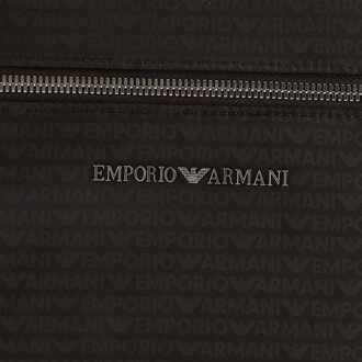 Emporio Armani Accessoires Emporio Armani Nylon Allover Jacquard Logo Schoudertas in Zwart - maat