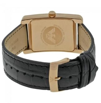 Emporio Armani AR0168 Rechthoekig Roségoud Herenhorloge Zwart