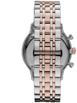Emporio Armani AR0399 Tweekleurig herenhorloge met chronograaf Zilver en roségoud