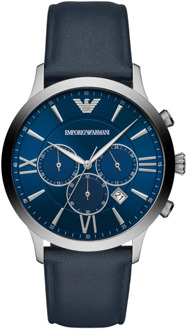 Emporio Armani Ar11226 Quartz Horloge - Blauw/Azure Wijzerplaat, Stalen Kast, 43mm Emporio Armani , Blue , Unisex - ONE Size
