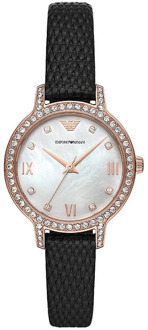 Emporio Armani AR11485 Horloge Cleo staal-leder rosekleurig-zwart 32 mm