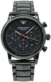 Emporio Armani AR1509 donkerzilveren horloge Zwart