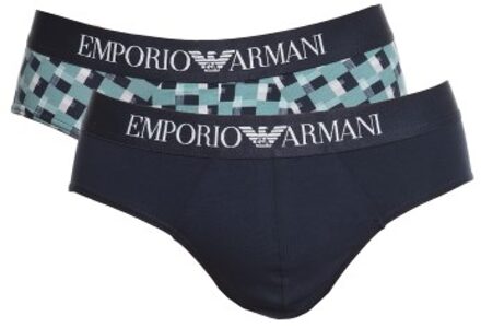 Emporio Armani Armani Cotton Stretch Print Briefs 2 stuks Versch.kleure/Patroon,Blauw,Rood - Small,Medium,Large,X-Large