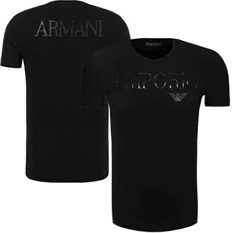 Emporio Armani Basis Ronde Hals Shirt Zwart met Glansprint - XL