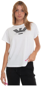 Emporio Armani Bedrukt Logo Boxy T-Shirt Emporio Armani , White , Dames - Xl,L,M,S