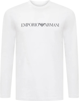 Emporio Armani Bedrukt Logo Longsleeve T-shirt Emporio Armani , White , Heren - Xl,L,M,S