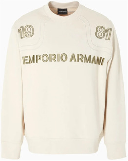 Emporio Armani Beige Sweatshirt met Ribdetails Emporio Armani , Beige , Heren