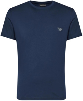 Emporio Armani Blauw Logo T-shirt Regular Fit Emporio Armani , Blue , Heren - 2Xl,S