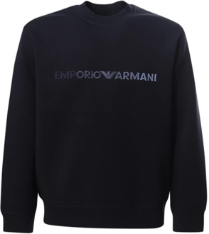 Emporio Armani Blauwe Crew-neck Logo Sweatshirt Emporio Armani , Blue , Heren - Xl,L,M,S