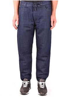 Emporio Armani Blauwe Katoenen Jeans met Distressed Detail Emporio Armani , Blue , Heren - W31