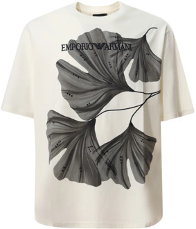Emporio Armani Bloemenprint Crew-neck T-shirt Emporio Armani , White , Heren - L,M