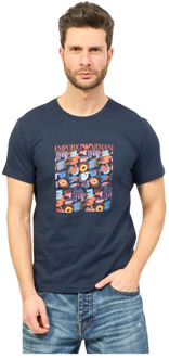 Emporio Armani Casual Katoenen T-Shirt Emporio Armani , Blue , Heren - 2Xl,Xl,L,S
