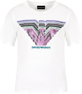 Emporio Armani Dames Jersey Katoenen T-Shirt Wit Emporio Armani , White , Dames - M,S,Xs