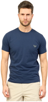 Emporio Armani EA7 Blauw Logo T-shirt Regular Fit Emporio Armani EA7 , Blue , Heren - 2Xl,Xl,L,M,S