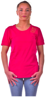 Emporio Armani EA7 Casual Katoenen T-shirt Emporio Armani EA7 , Pink , Dames - M,Xs