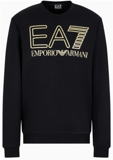 Emporio Armani EA7 Contrast Logo Crew-Neck Sweatshirt Emporio Armani EA7 , Black , Heren - 2Xl,L,M