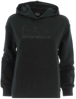 Emporio Armani EA7 Dames Sweatshirt met Strass op de Borst Emporio Armani EA7 , Black , Dames - XS