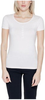 Emporio Armani EA7 Dames T-shirt Lente/Zomer Collectie Emporio Armani EA7 , White , Dames - L,M,S,Xs