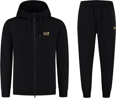 Emporio Armani EA7 Effen Hoodie met Trekkoordsluiting Emporio Armani EA7 , Black , Heren