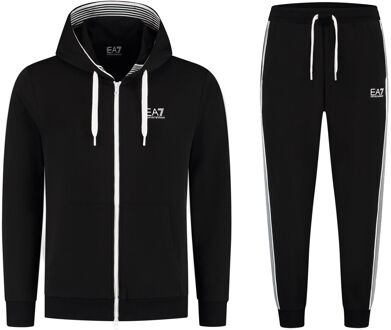 Emporio Armani EA7 Effen Tracksuit met Capuchon en Logo Emporio Armani EA7 , Black , Heren - S