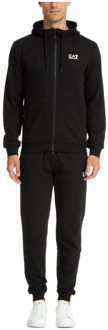 Emporio Armani EA7 Effen Tracksuit met Capuchon en Zakken Emporio Armani EA7 , Black , Heren - 2Xl,Xl,L,M,S,3Xl