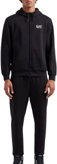 Emporio Armani EA7 Effen Tracksuit met Capuchon en Zakken Emporio Armani EA7 , Black , Heren - 2Xl,Xl,L,M,S