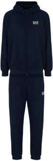 Emporio Armani EA7 Effen Tracksuit met Capuchon en Zakken Emporio Armani EA7 , Blue , Heren - 2Xl,Xl,L,M,S,3Xl