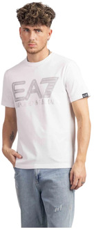 Emporio Armani EA7 Emporio Armani Big Logo T-Shirt Heren Wit/Grijs Emporio Armani , White , Heren - 2Xl,L,M,S,Xs
