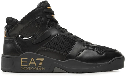 Emporio Armani EA7 Gouden Reliëf Logo Sneaker Emporio Armani EA7 , Black , Heren - 45 1/3 Eu,41 1/3 Eu,44 Eu,43 1/3 Eu,42 Eu,40 2/3 EU